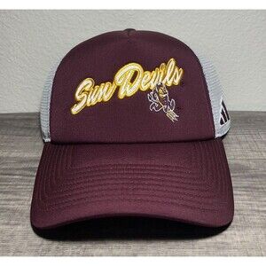 Adidas Arizona State Sun Devils Maroon Script Foam Trucker Snapback Hat OSFM